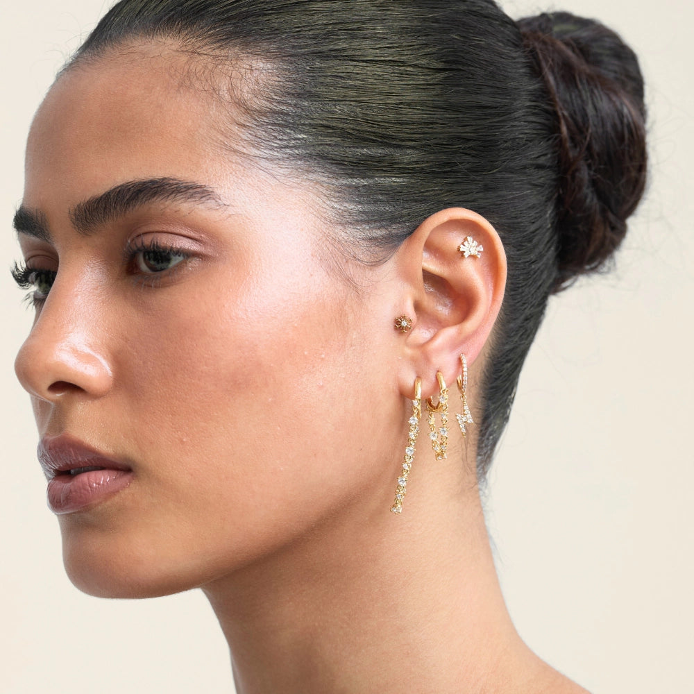 Aspasia Diamond Lightning Charm Hoop Earrings