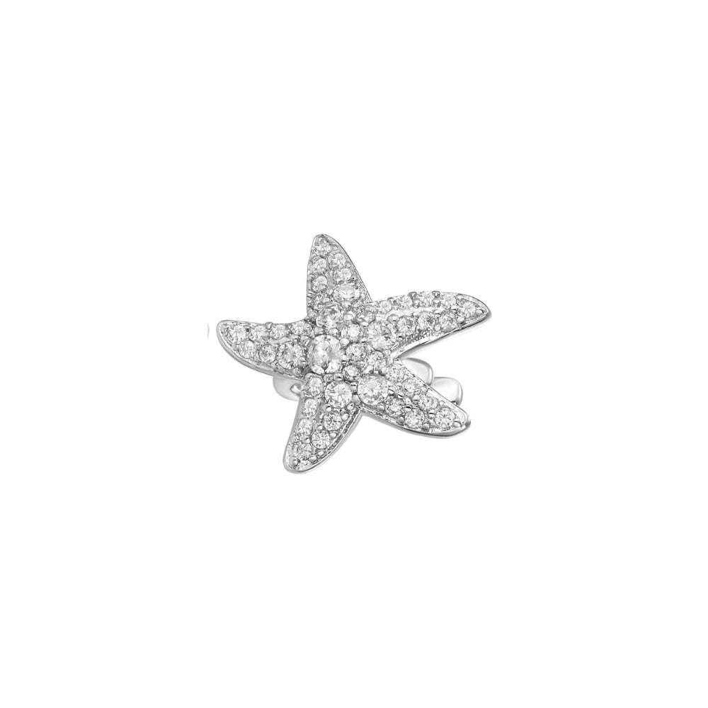 White Diamond Starfish Ear Cuff