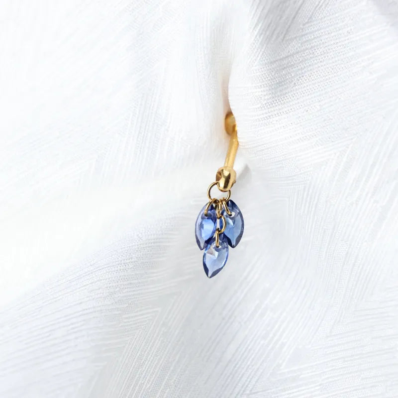 Tanzanite - Titanium Floating Plume Flat Back Earring | Vertical Helix Stud