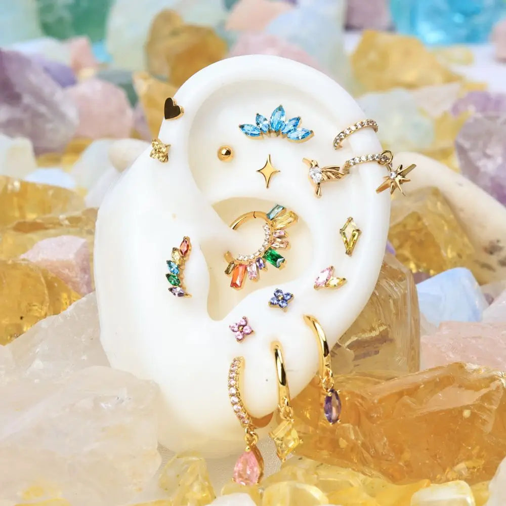Doris Amethyst Marquise Charm Hoop Earrings