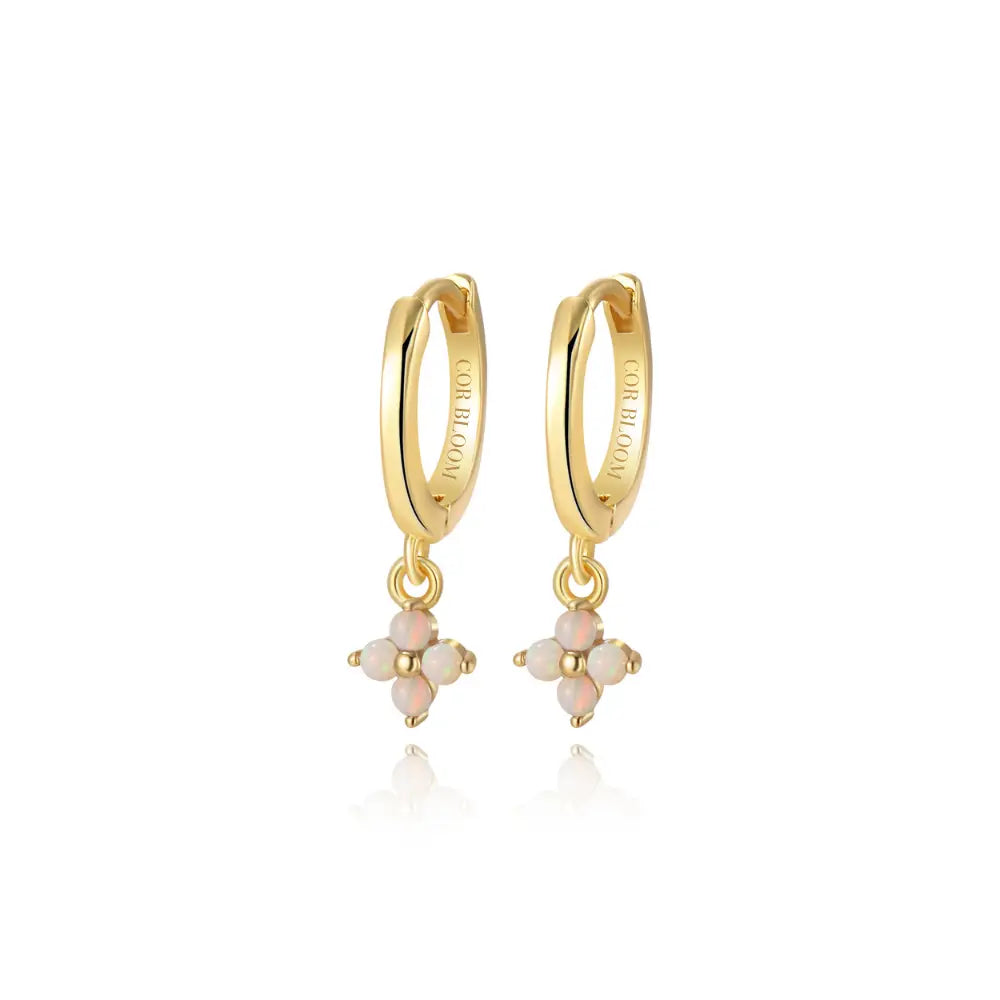 Alaiya White Opal Four-Leaf Clover Hoop Earrings