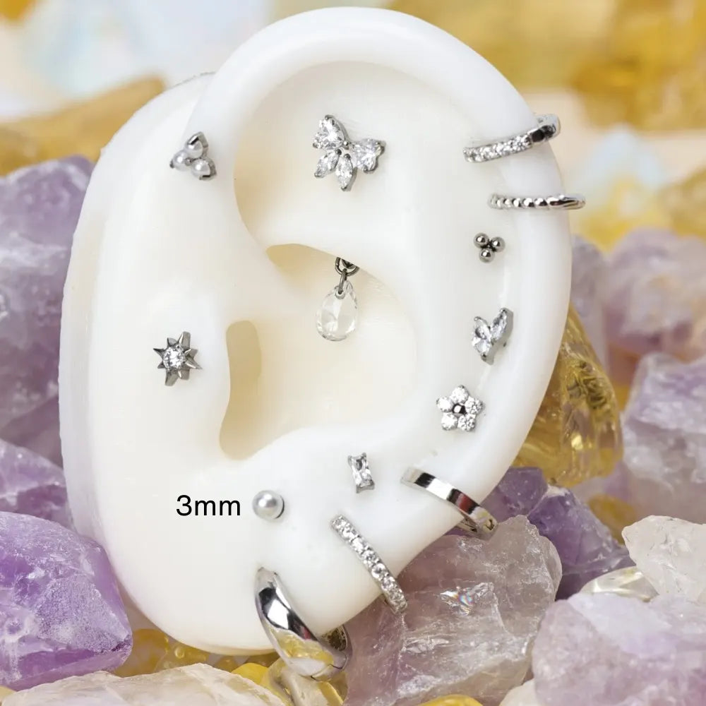 Titanium Baby Pearl Push Pin Flat Back Stud