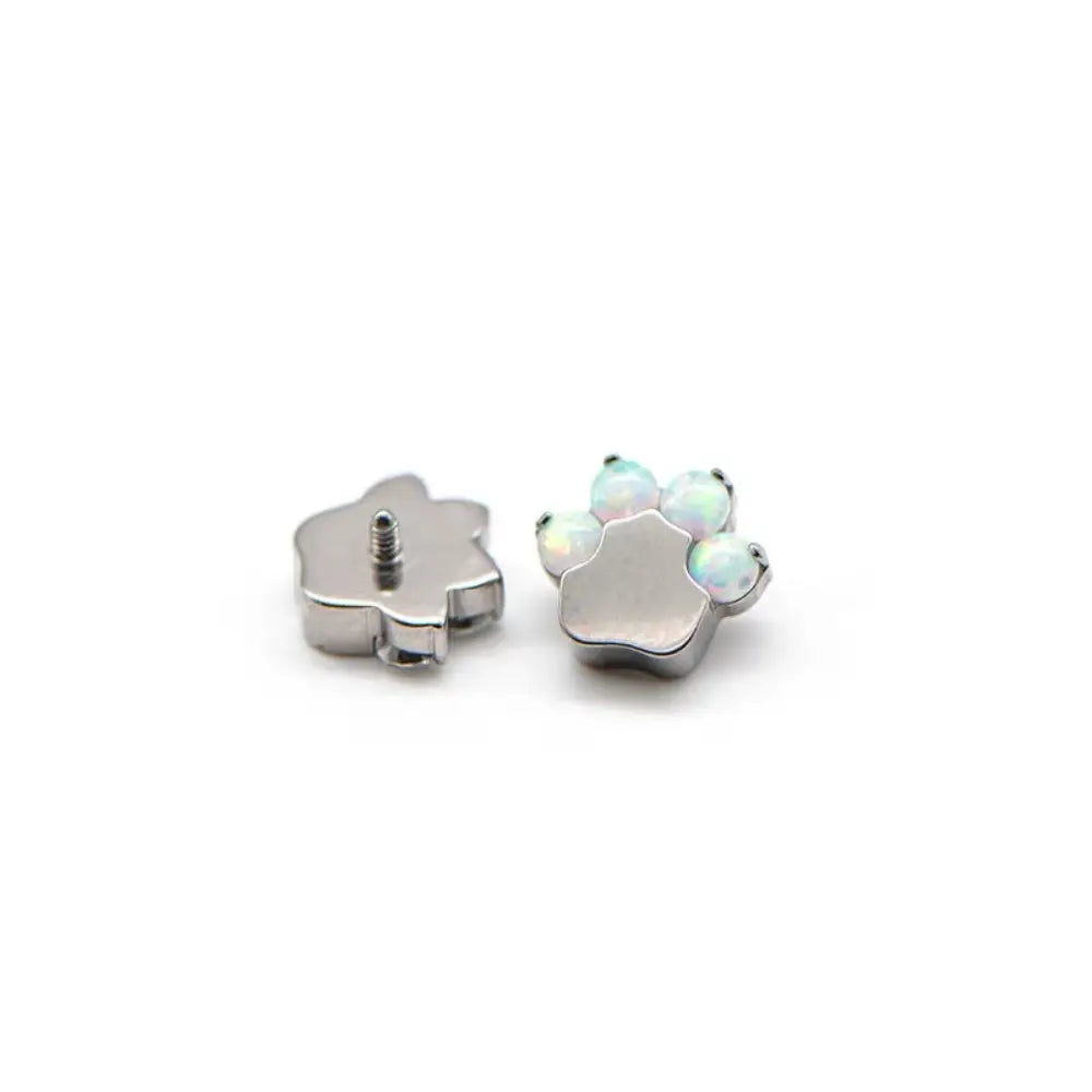Implant-Grade Titanium White Opal Paw Flat Back Earring
