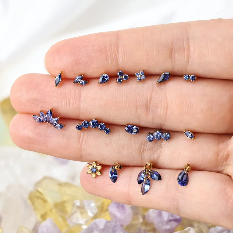 Titanium Akosua Mini Duo Petal Tanzanite Stud