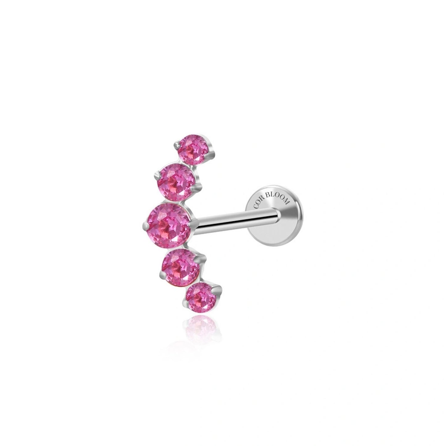 Titanium Five Ruby Gemstone Cluster Flat Back Stud