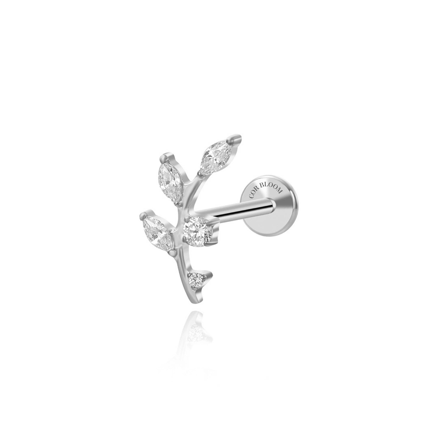 Titanium Tana Sparkling Climbing Leaf Flat Back Stud