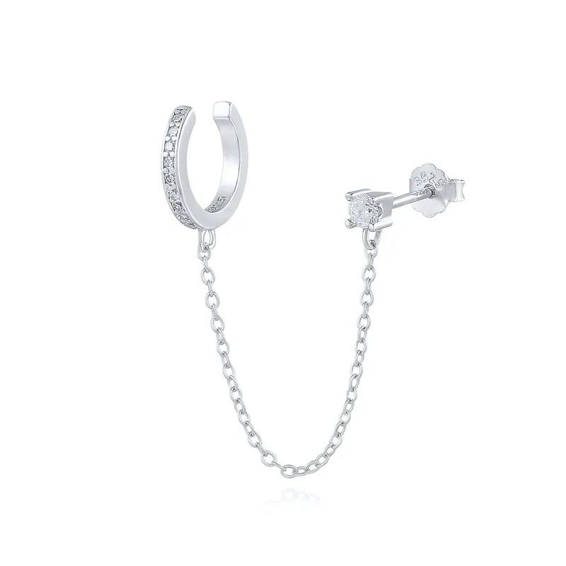 Molly White Gemstone Connected Earring & Ear Cuff