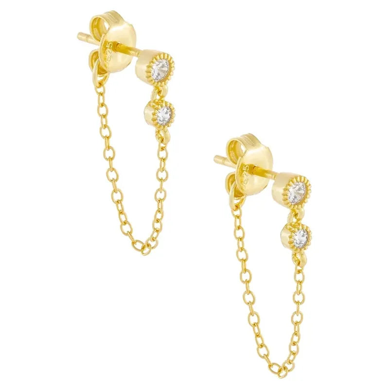 Bling White CZ Connected Earrings