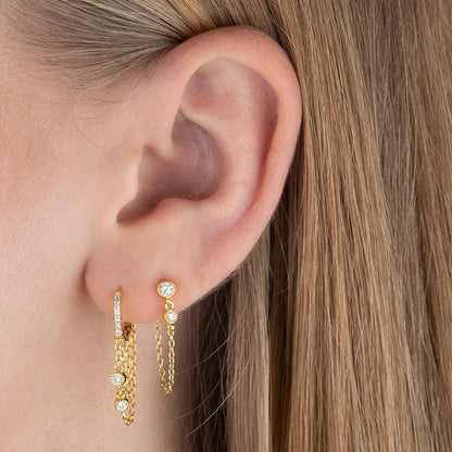 Bling White CZ Connected Earrings