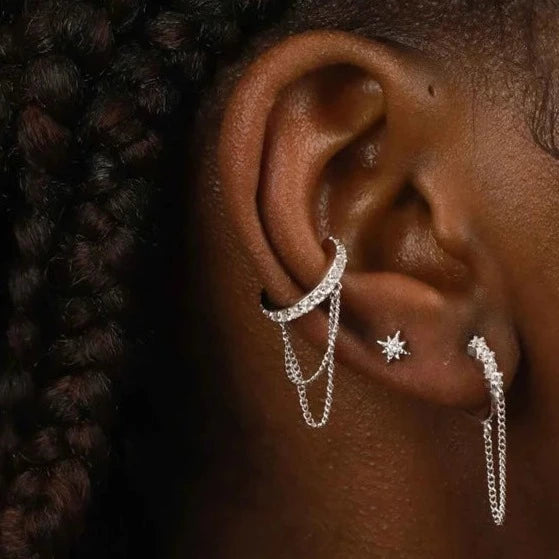 Duo Chain Pave Ear Cuff