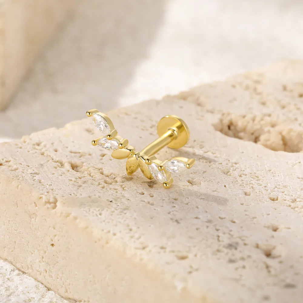 Seven-Petal Diamond Labret Piercing Stud – COR BLOOM