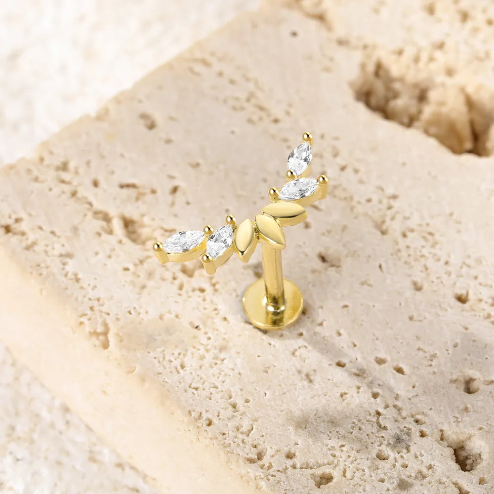 Seven-Petal Diamond Labret Piercing Stud – COR BLOOM