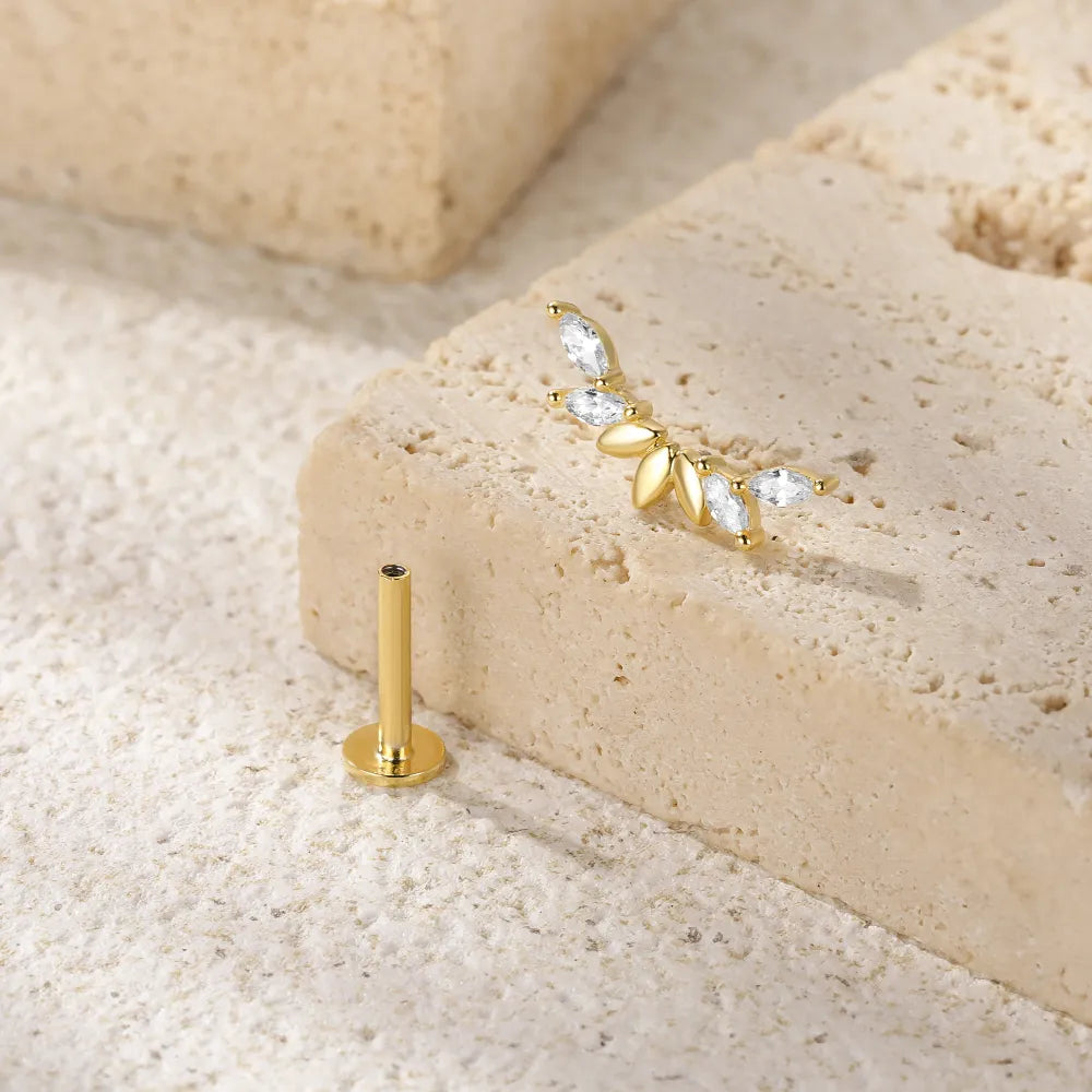 Seven-Petal Diamond Labret Piercing Stud – COR BLOOM