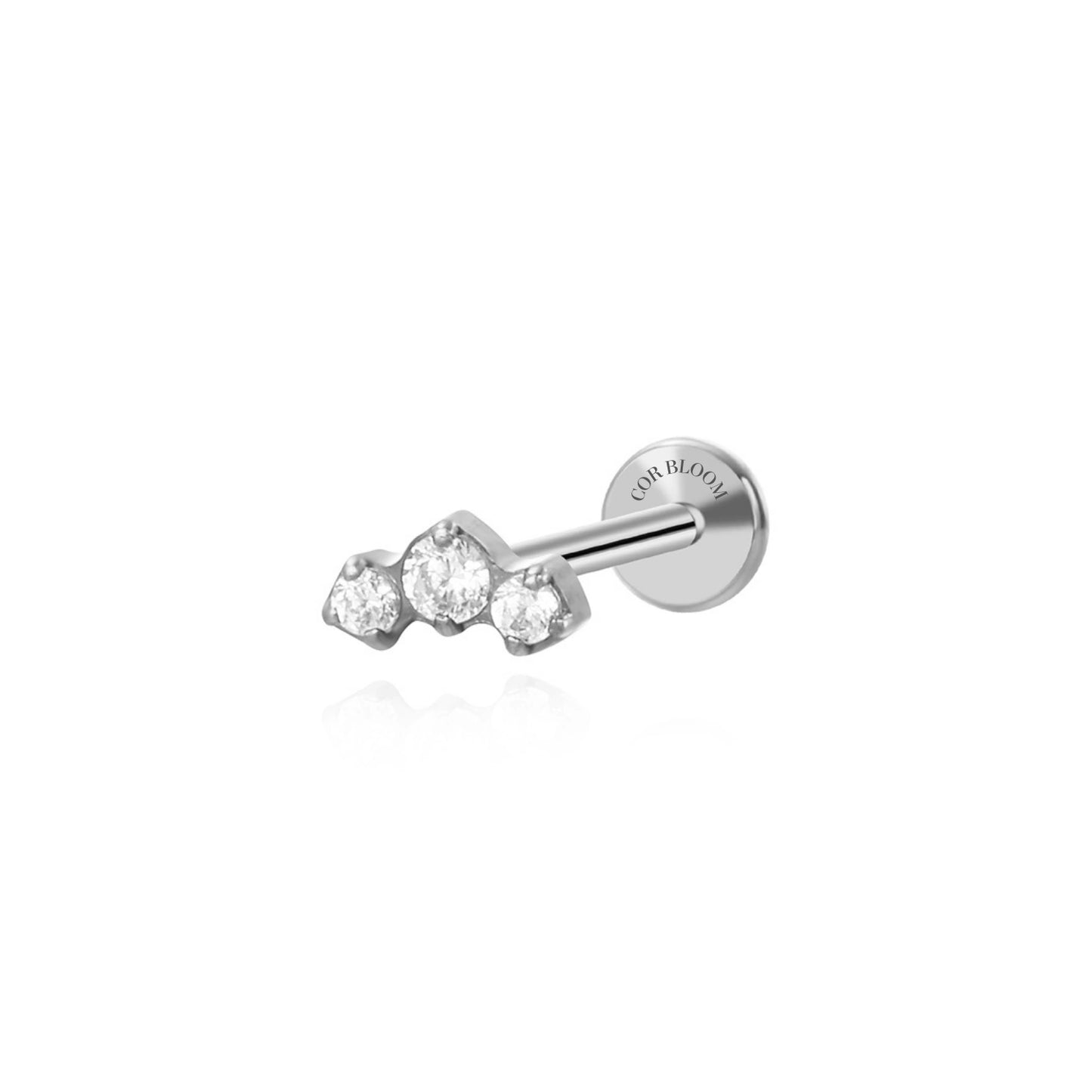 Titanium Super Mini Trio CZ Piercing Stud