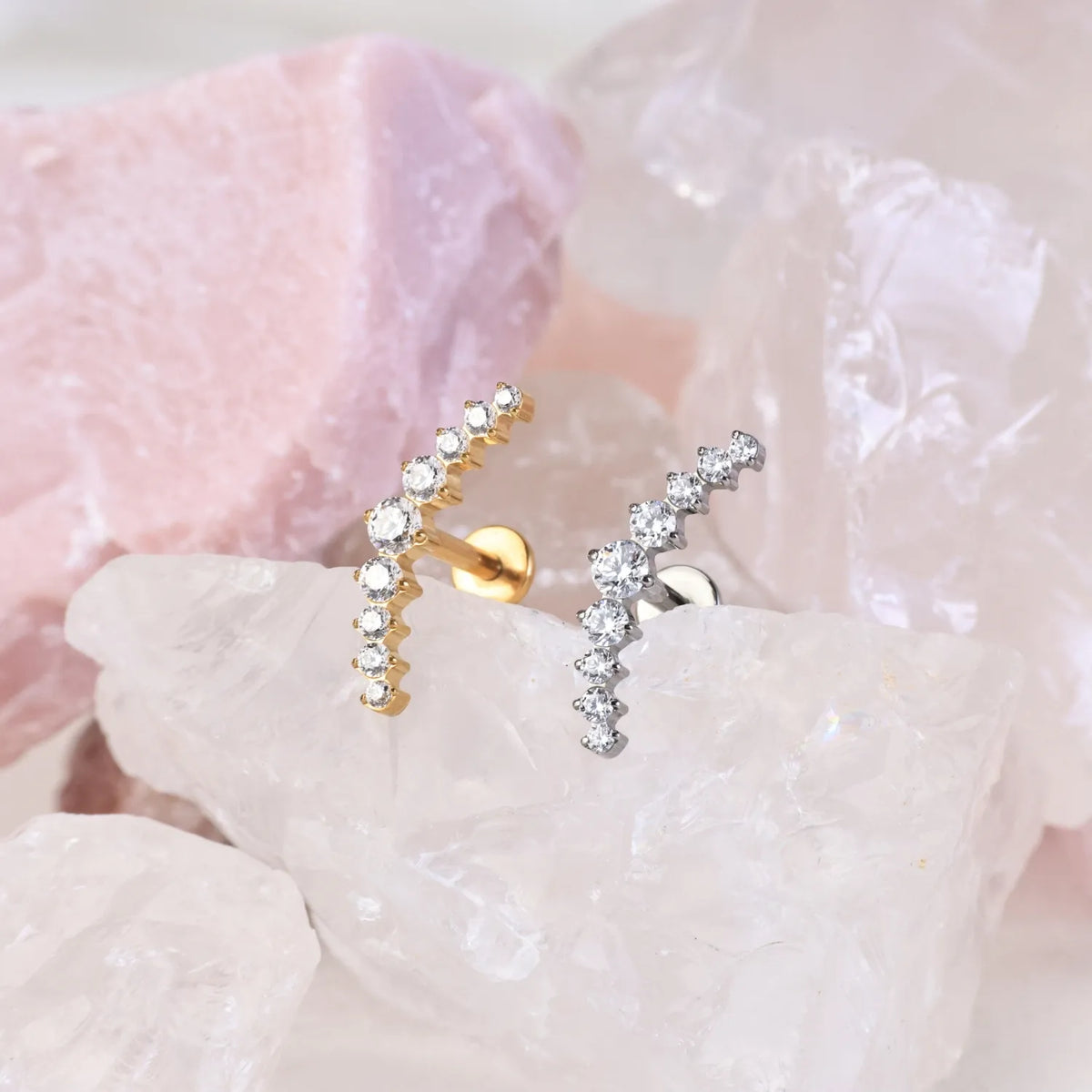 Titanium Nine Stone Climbing Curve Stud