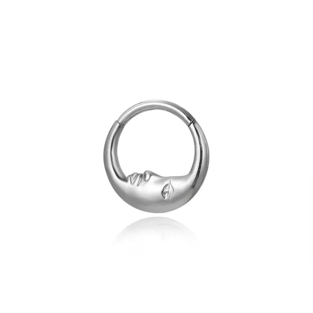 Titanium Sage Moon Daith Ring | Septum Clicker