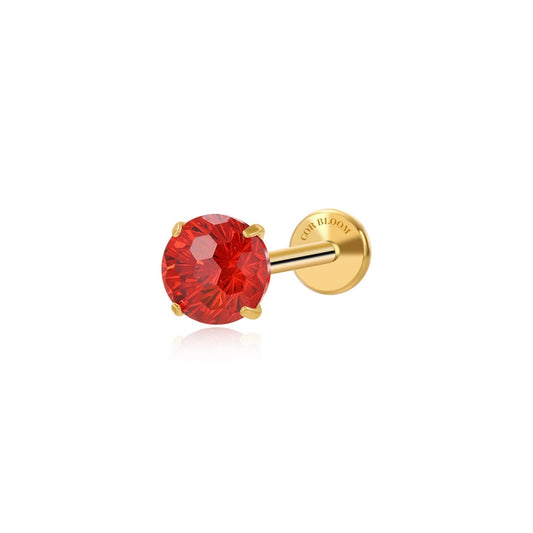 Titanium Firework Cut Red Garnet Piercing Stud