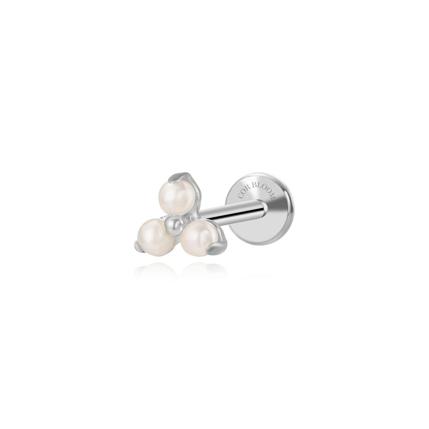 Titanium Trio Pearl Flat Back Piercing Stud