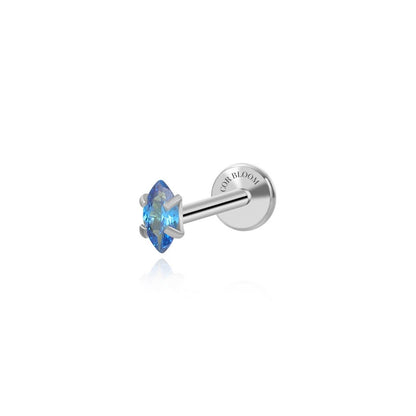 Titanium Small Blue Sapphire Marquise Flat Back Stud