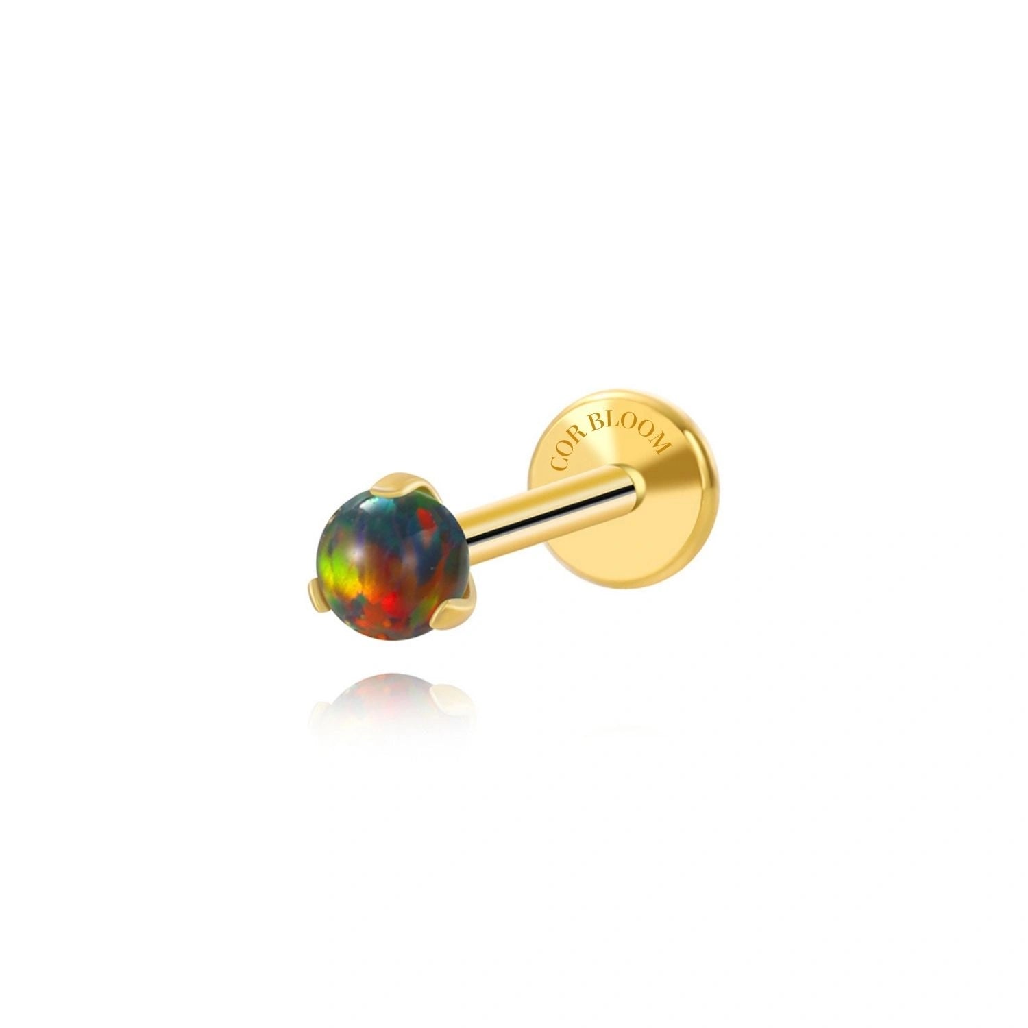 Titanium Dark Opal Sphere Stud - Push Pin
