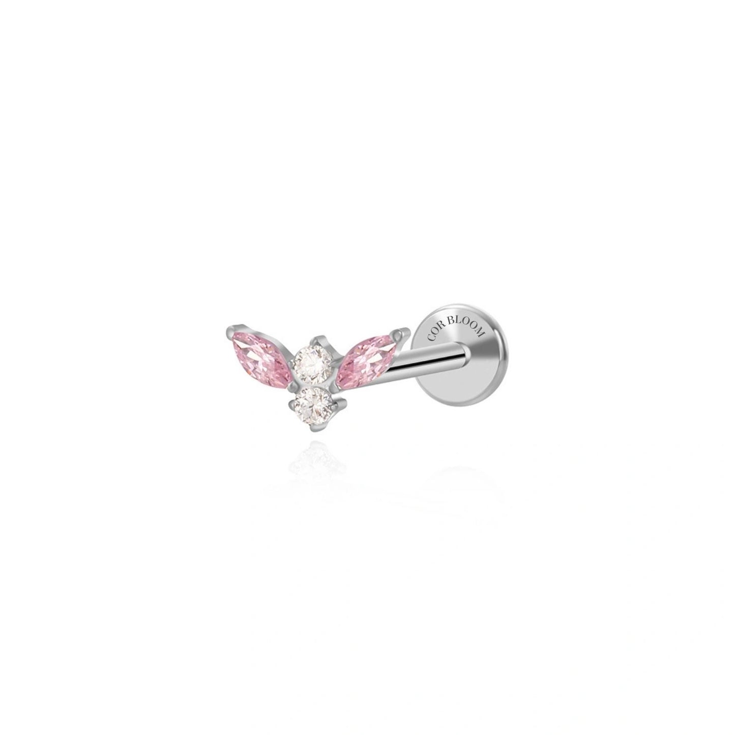 Titanium Small Pink Kiara Moth Flat Back Stud