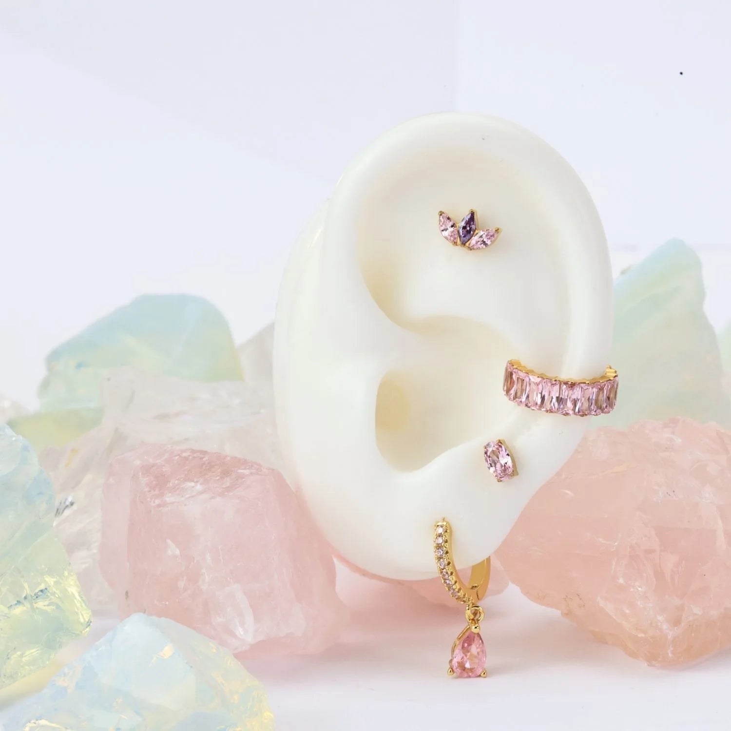 Titanium Pink Tourmaline Sugar Clicker | Conch Hoop