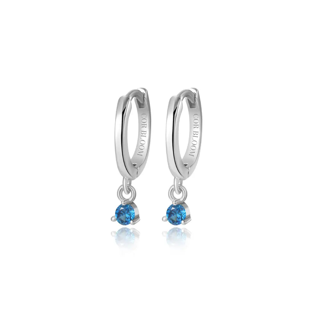 Elsa Blue Sapphire Mini Bling Hoop Earrings