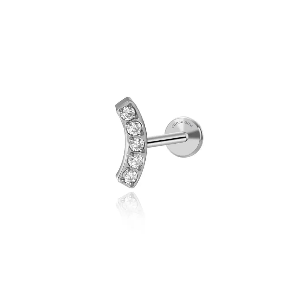 Titanium Mini Diamond Curve Piercing Stud