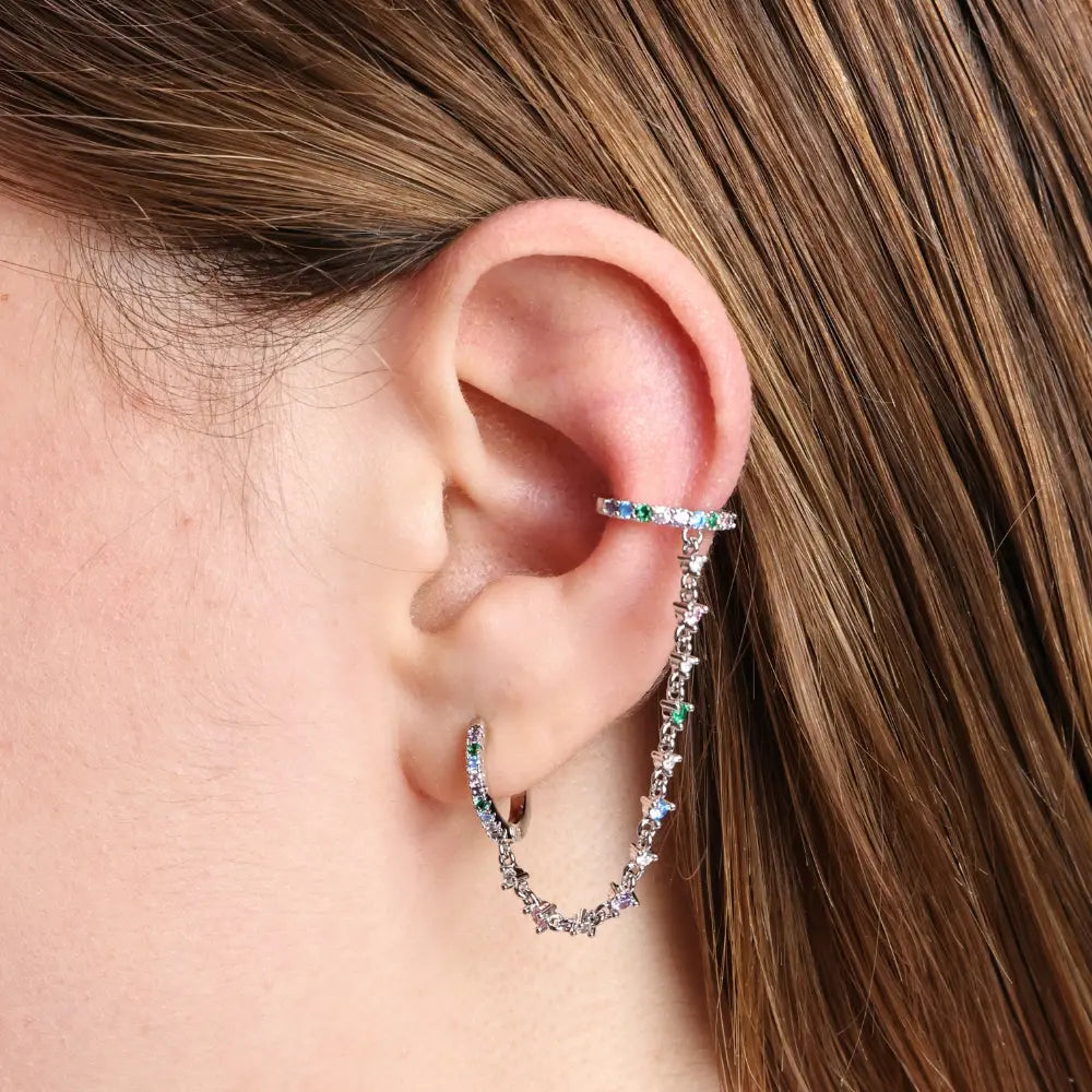 Abrielle Sparkling Chain Earring - Rainbow