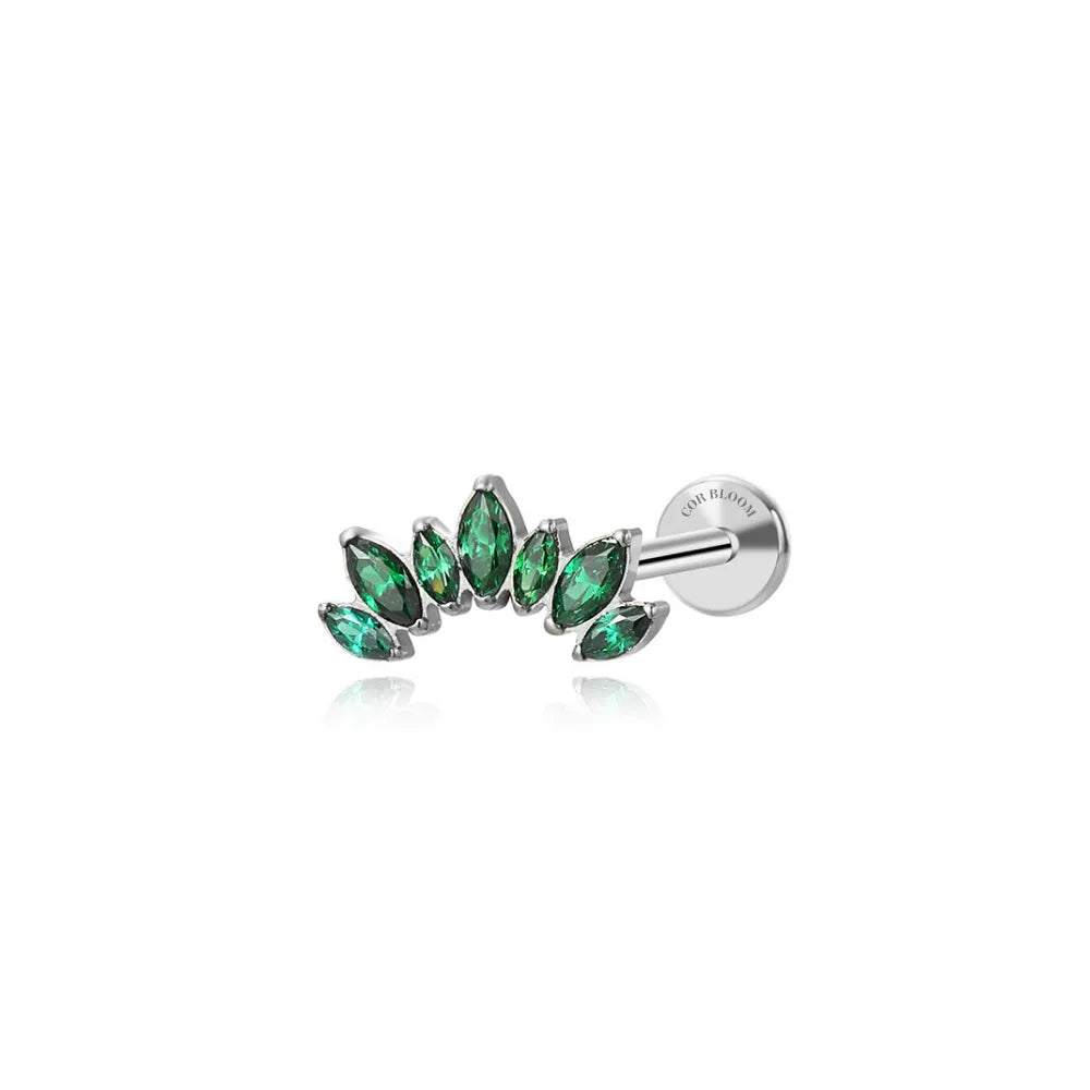 Titanium Emerald 7-Petal  Flat Back Stud