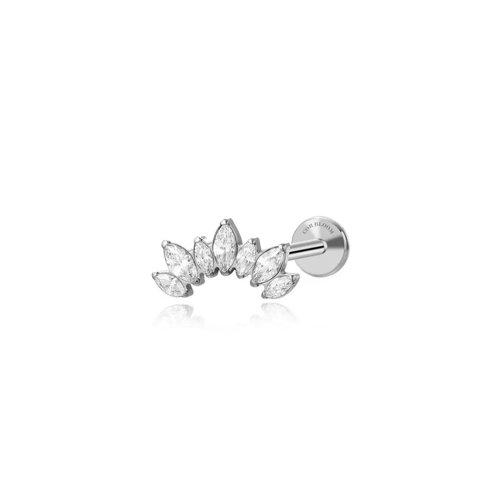 Titanium White Gemstone 7-Petal Crown Piercing Stud