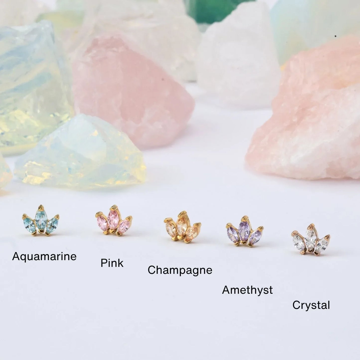 Myla Champagne Three-Petal Flat Back Stud