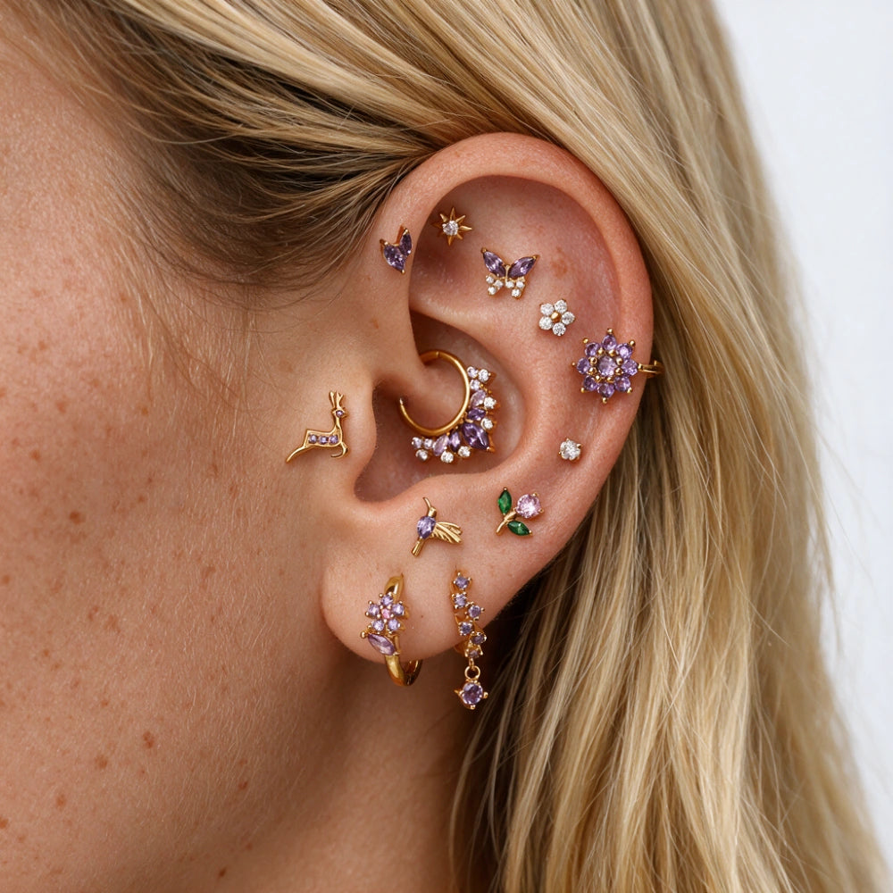 Clicker couronne marquise Celestia en titane - Améthyste