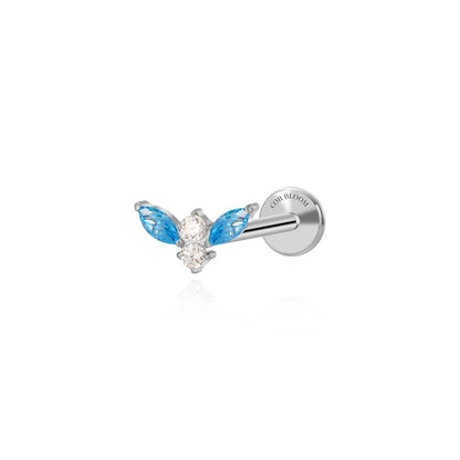 Titanium Small Aquamarine Kiara Moth Flat Back Stud