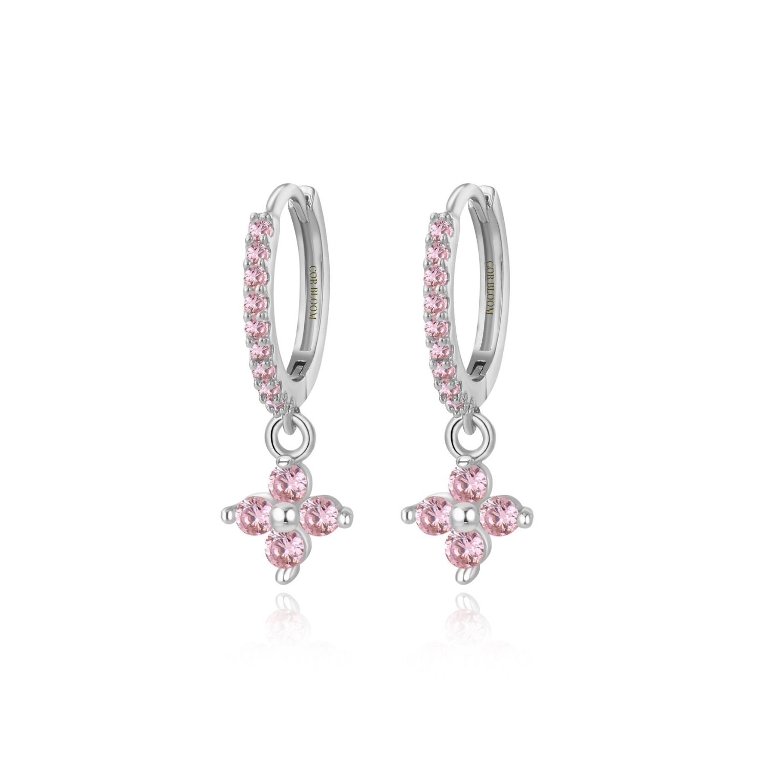 Avra Pink Four-Leaf Clover Pave Hoops