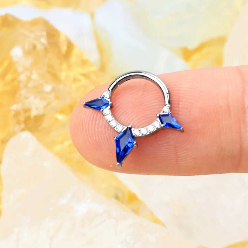 Titanium Jace Blue Sapphire Kite Gem Clicker