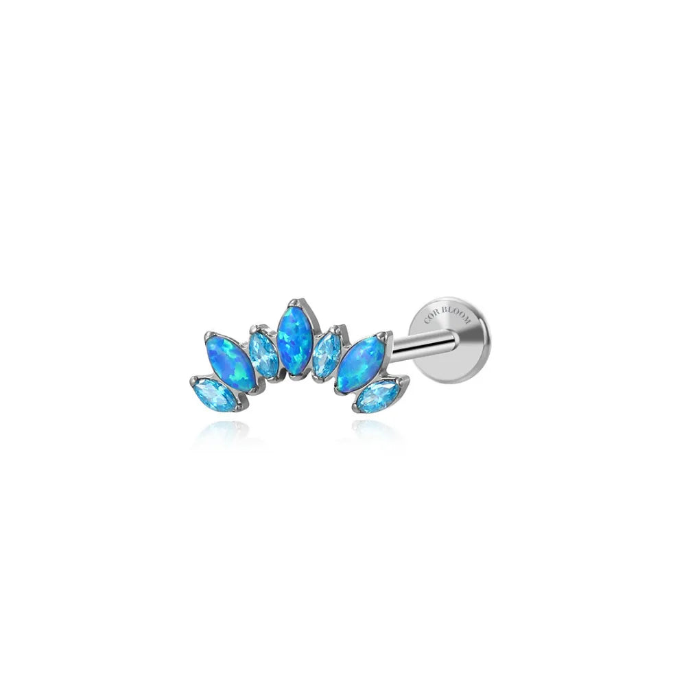Titanium Blue Opal 7-Petal Crown Piercing Stud