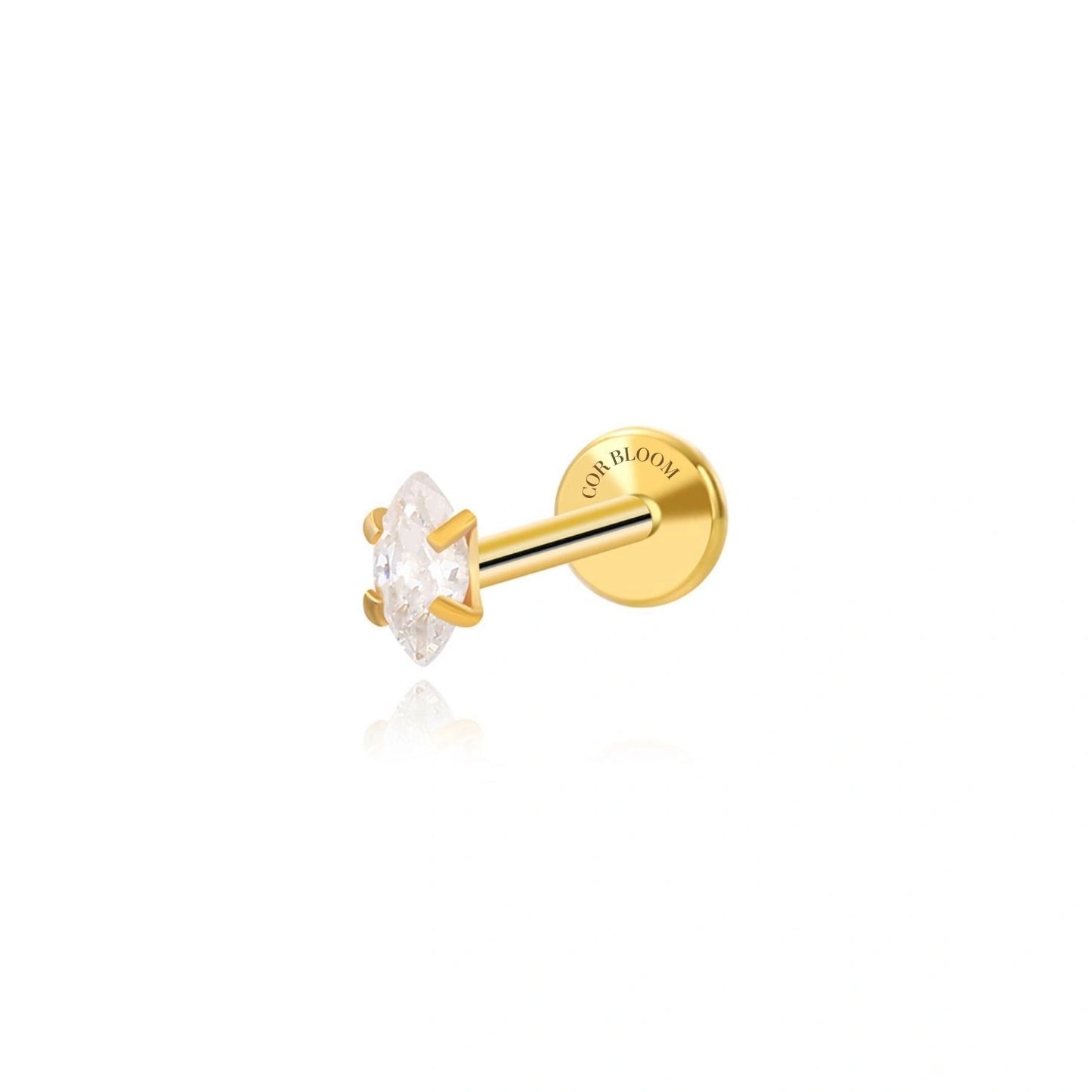 Titanium Small Crystal Marquise Flat Back Stud