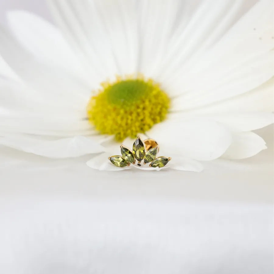 Titanium Aphrodite Peridot Crown Push Pin Stud