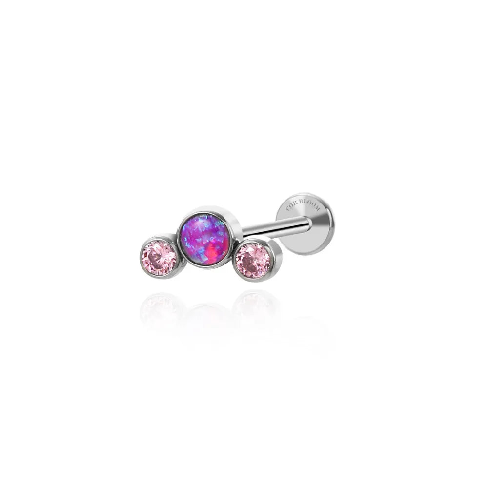 Titanium Trio Violet Flame Opal Curve Piercing Earring