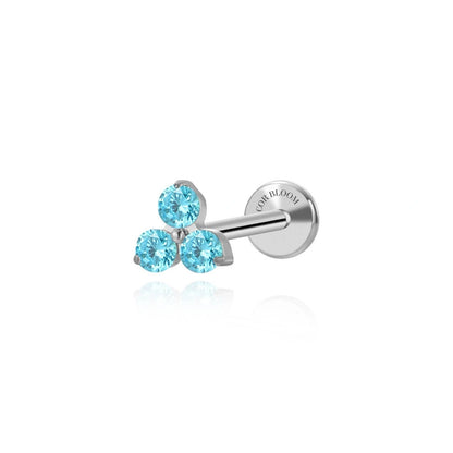 Titanium Mini Aquamarine Triangle Flat Back Stud