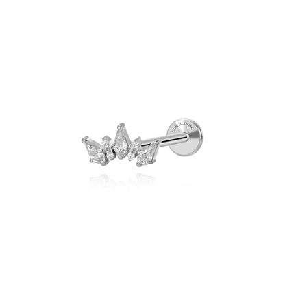 Titanium Sage White Diamond Crown Flat Back Stud