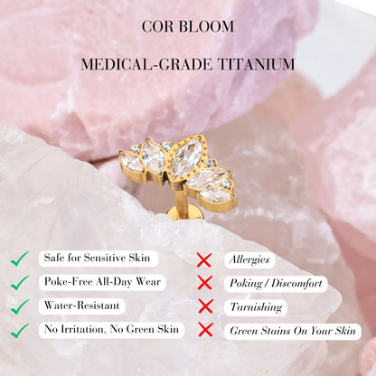 Titanium 5-Petal Marquise Flat Back Stud