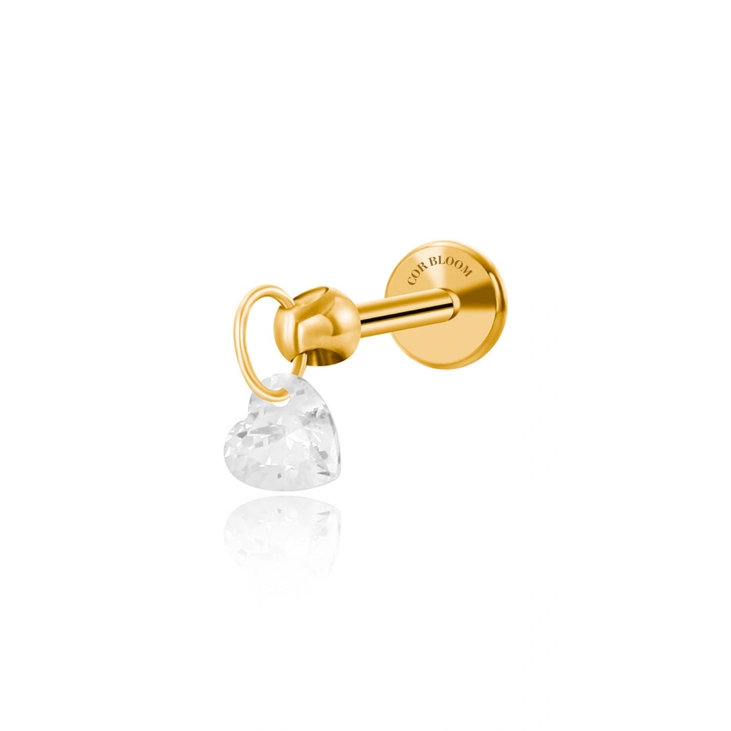 Titanium Floating Crystal Charm Flat Back Stud Earring