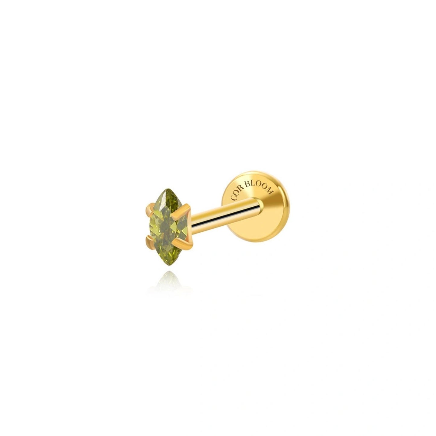 Titanium Small Peridot Marquise Flat Back Stud