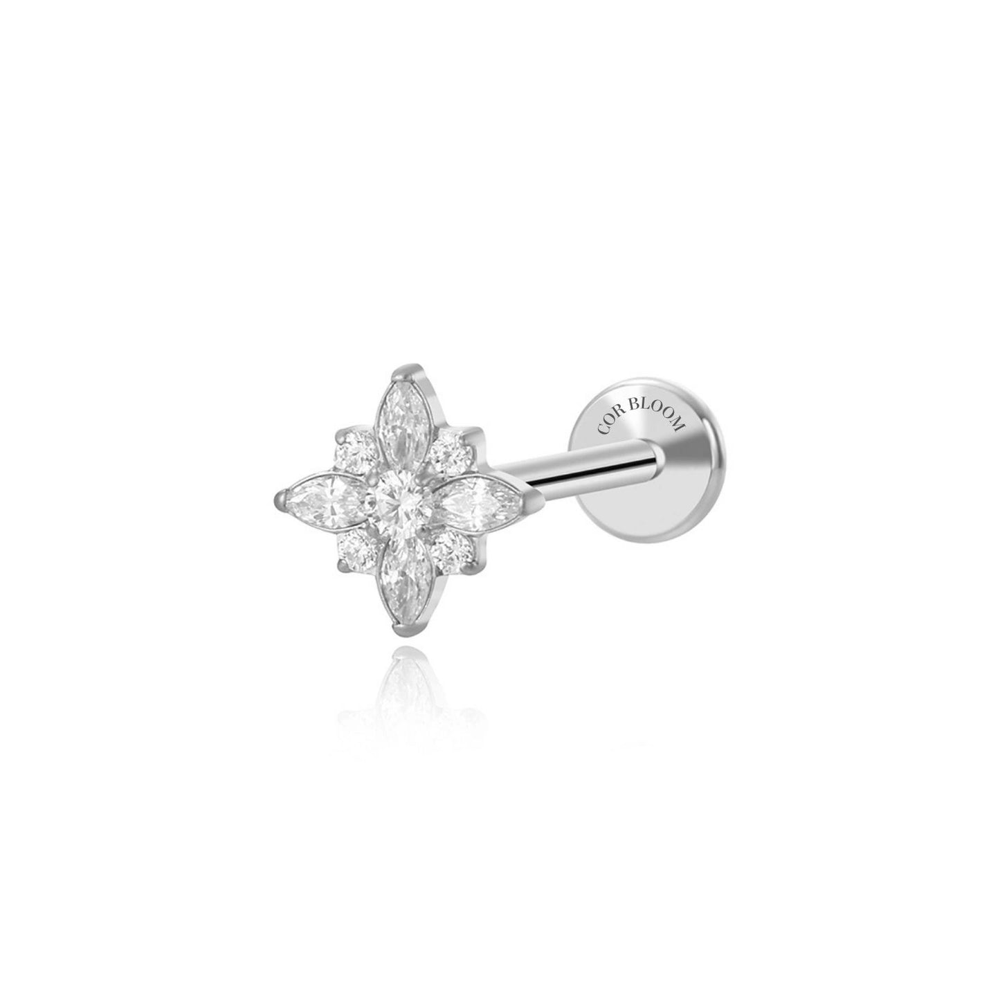 Titanium Diamond Spring Flower Flat Back Stud