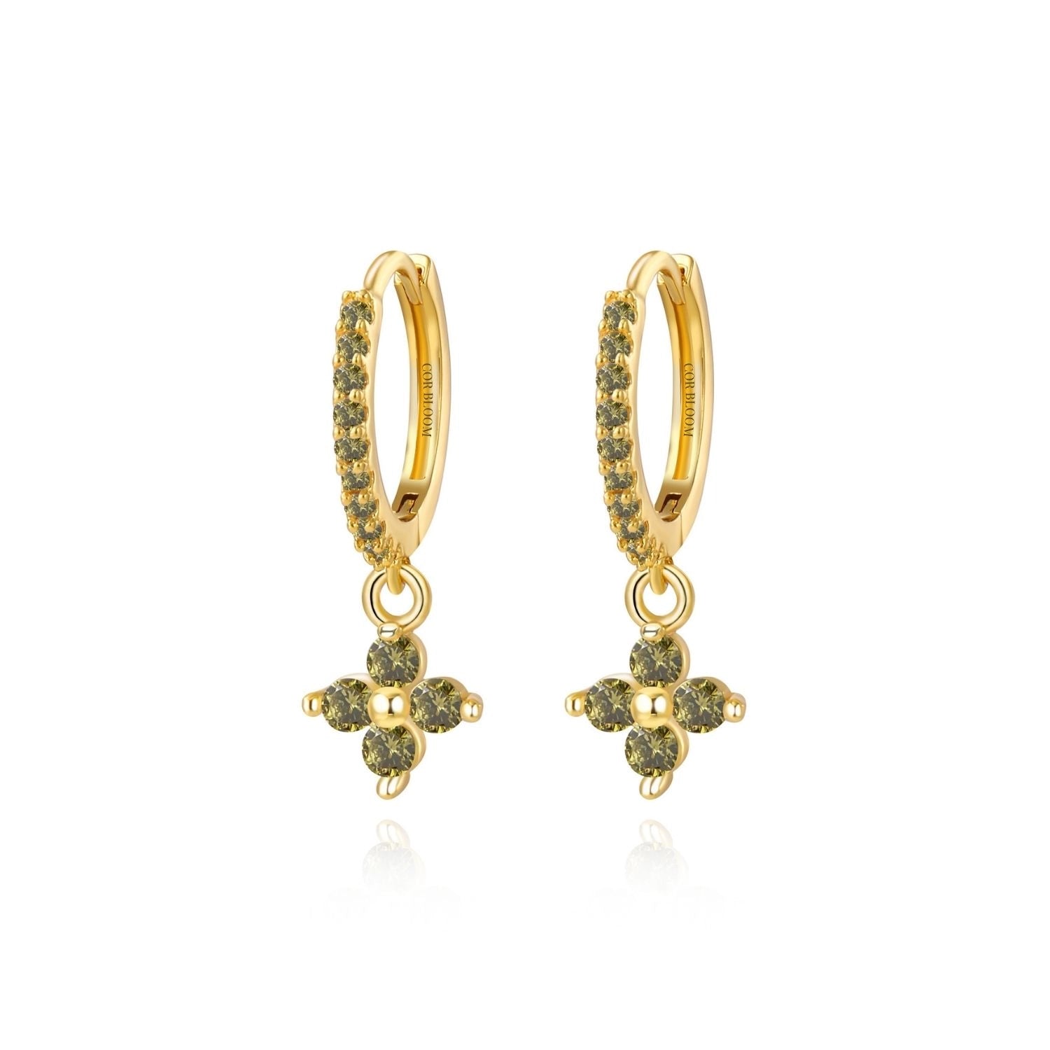 Avra Peridot Four-Leaf Clover Pave Hoops