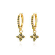 Avra Peridot Four-Leaf Clover Pave Hoops
