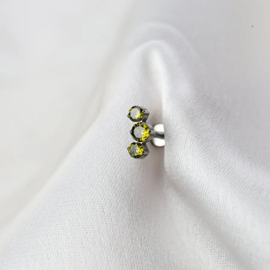Titanium Elpis Peridot Trinity Cluster Flat Back Stud