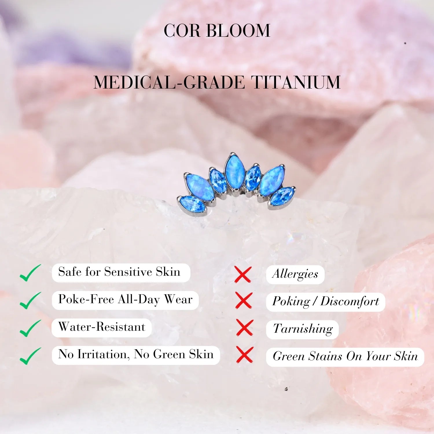 Titanium Blue Opal 7-Petal Crown Piercing Stud